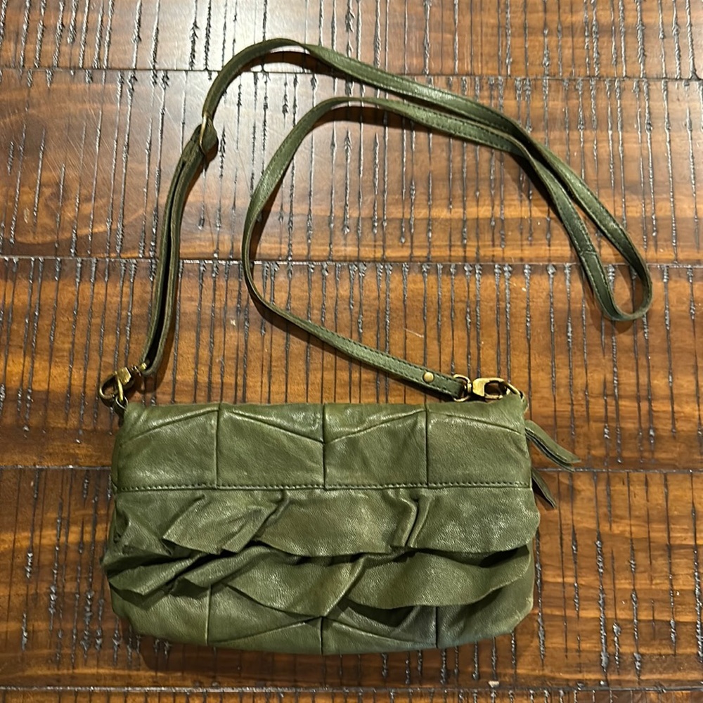 HOBO Olive Green Leather Crossbody Bag